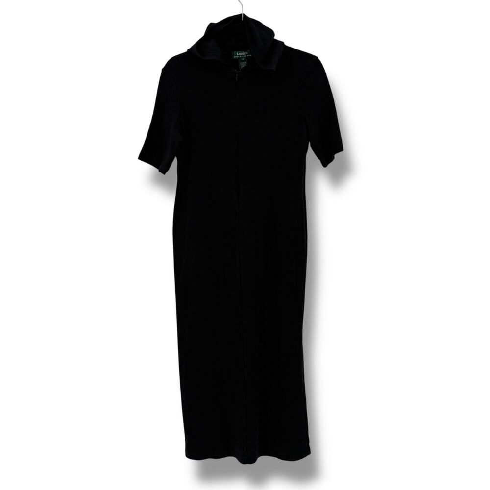 Ralph Lauren Hooded Night Gown Lounge Dress Womens Size Medium Black